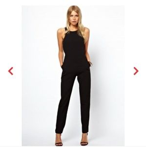 Sleevless slit back high waist pocket jumpsuit